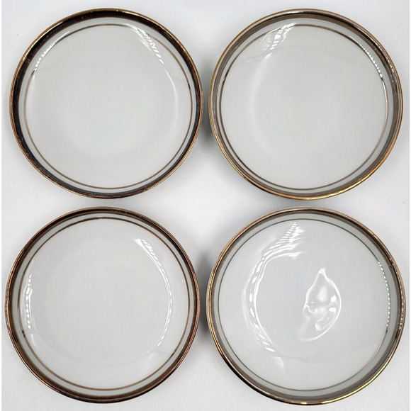 Royalton China Golden Elegance Translucent Porcelain 3 5/8" Butter Coasters - Picture 3 of 5